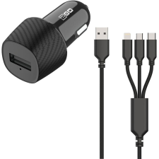 2go USB KFZ-Ladegerät 3in1 Micro-USB, Lightning, USB-C sw (797258) mobiltelefon kellék