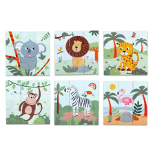 2Kids Toys Fa kirakó kockák 9 db-os szafari állatokkal készségfejlesztő