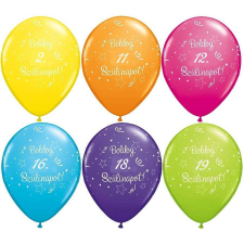 30 cm-es évszámos lufi, boldog szülinapot 5 db/cs. 16-os party kellék