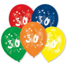  30 éves Happy Birthday léggömb, lufi 10 db-os (25,4 cm) party kellék