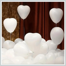  30db szív alakú fehér lufi FC246113 party kellék