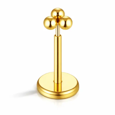  316L Arany Színű Három Golyós Push-in Labret Piercing - 1db egyéb ékszer
