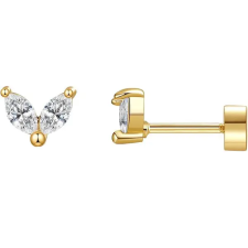  316L Arany Színű Labret Piercing Cirkónia Kővel -1db egyéb ékszer