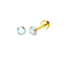  316L Arany Színű Labret Piercing Színes Cirkónia Kővel - 5mm egyéb ékszer