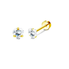  316L Arany Színű Labret Piercing Szív Alakú Cirkónia Kővel - 5mm egyéb ékszer