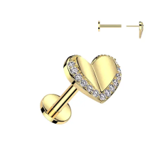  316L Orvosi Acél Labret Piercing Szív Dísszel - Arany egyéb ékszer