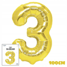 3 ARANY DIGIT FOLIAR BALLON SZÜLETÉSNAPI PARTY PARTYRA 100cm party kellék
