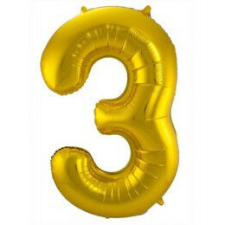 3-as Arany Számos Héliumos Fólia Lufi, 86 cm party kellék