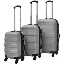  3 darabos kemény borítású utazó táska szett ezüst kézitáska és bőrönd