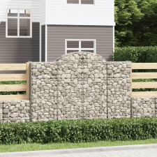  3 db íves horganyzott vas gabion kosár 200x50x140/160 cm kerti tárolás