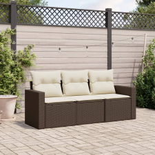 3 részes barna polyrattan kerti ülőgarnitúra párnával kerti bútor