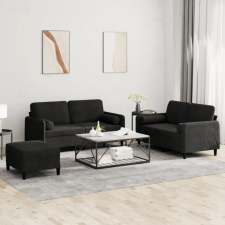  3 részes fekete bársony ülőgarnitúra párnákkal bútor