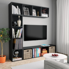 3-részes fekete könyv-/TV-szekrényszett 180 x 30 x 180 cm bútor