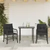  3 részes fekete polyrattan bisztrógarnitúra párnával