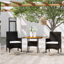 3 részes fekete polyrattan kerti étkezőgarnitúra kerti bútor