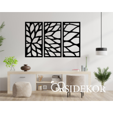 3 részes geometrikus virág falikép fából ajándéktárgy