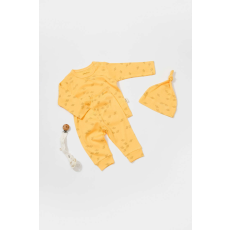  3 részes készlet: blúz, nadrág és kalap Printed, BabyCosy, 50% modál + 50% pamut, Citrom (Méret: 9-12 hónap)