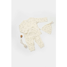  3 részes készlet: blúz, nadrág és kalap Printed, BabyCosy, 50% modál + 50% pamut, Ecru (Méret: 9-12 hónap)