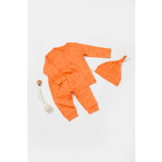  3 részes készlet: blúz, nadrág és kalap Printed, BabyCosy, 50% modál + 50% pamut, sárgabarack (méret: 3-6 hónap)