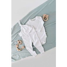  3 részes készlet: hosszú ujjú test, hosszú nadrág és organikus és modális pamut sapka - Fehér, BabyCosy (méret: 18-24 hónap)