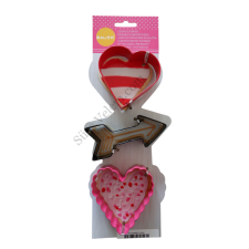  3 részes szív, nyíl és fodros szív alakú süti kiszúró készlet sütés és főzés