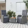  3 részes szürke polirattan/tömör akácfa kerti társalgógarnitúra