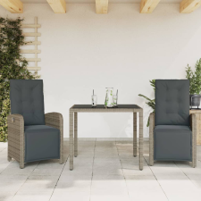 3 részes szürke polyrattan bisztrógarnitúra párnákkal kerti bútor