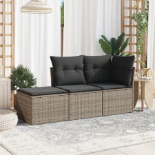3 részes szürke polyrattan kerti ülőgarnitúra párnákkal kerti bútor