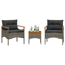  3 részes szürke polyrattan kerti ülőgarnitúra párnákkal kerti bútor