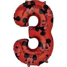 3. szám, fólia lufi, Mickey Mosue Forever, 66 cm party kellék