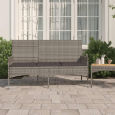 3 személyes szürke polyrattan kerti kanapé párnával kerti bútor