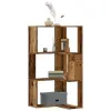  3 szintes antik fa szerelt fa sarok könyvespolc 50 x 50 x 102cm
