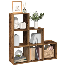   3 szintes antik fa színű fa elválasztó könyvespolc 99x29x99 cm bútor