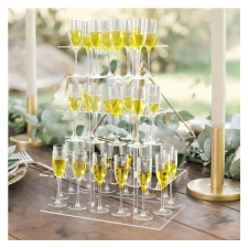  3 Szintes Átlátszó Akril Pezsgőspohár Állvány 32 darabos XG1644551 konyhai eszköz