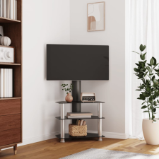  3-szintes fekete és ezüst sarok TV-állvány 32-70 hüvelyk bútor