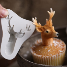 3D karácsonyi szarvas szilikon forma süteménydíszítéshez és cukrászathoz konyhai eszköz