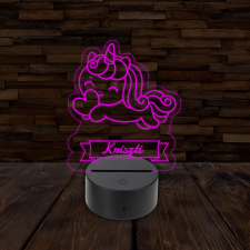  3D LED lámpa - Unikornis egyedi névvel világítási kellék