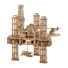 3D mechanikus puzzle, olajfúró platform, WT, fa, 1180 darab puzzle, kirakós