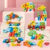  3D-s Montessori fa puzzle játék gyerekeknek - Dínó 1 témájú fejlesztő játék