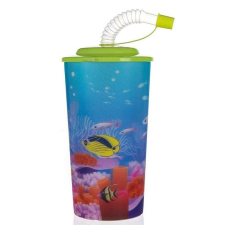  3D SEA szívószálas pohár tetővel 470 ml konyhai eszköz