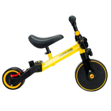 3IN1 tricikli, futóbicikli és tolható tricikli - Good Girl, sárga lábbal hajtható járgány