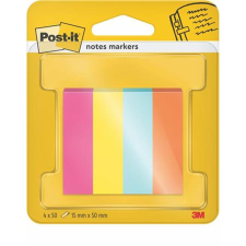 3M POSTIT Jelölőcímke, papír, 4x50 lap, 15x50 mm, 3M POSTIT "Poptimistic", vegyes post-it