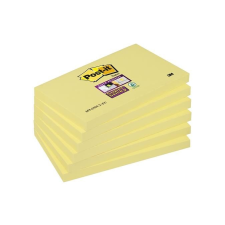 3M POSTIT Öntapadó jegyzettömb csomag, 76x127 mm, 6x90 lap, 3M POSTIT &quot;Super Sticky&quot;, sárga jegyzettömb