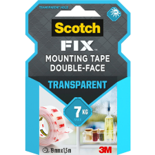 3M ™ Scotch® kétoldalas beltéri szerelőszalag, átlátszó, 19 mm × 1,5 m ragasztószalag és takarófólia
