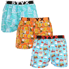  3PACK férfi bő szárú boxeralsók Styx art sportos gumipánt többszínű (3B16476) XXL