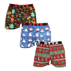  3PACK férfi bő szárú boxeralsók Styx art sportos gumipánt többszínű (3B16814) L