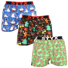  3PACK férfi bő szárú boxeralsók Styx art sportos gumipánt többszínű (3B17134) XL