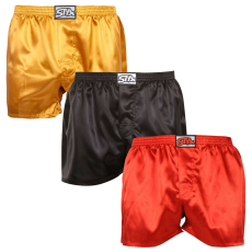  3PACK férfi bő szárú boxeralsók Styx klasszikus gumipánt szatén többszínben (3C06350) L