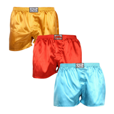  3PACK férfi bő szárú boxeralsók Styx klasszikus gumipánt szatén többszínben (3C06357) L