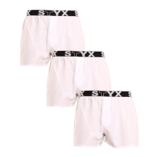 3PACK férfi bő szárú boxeralsók Styx sportos gumipánt fehér (3B1061) L férfi alsó